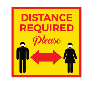SQUARE - Floor Graphic - Yellow - "Distance Required" (25 ct)