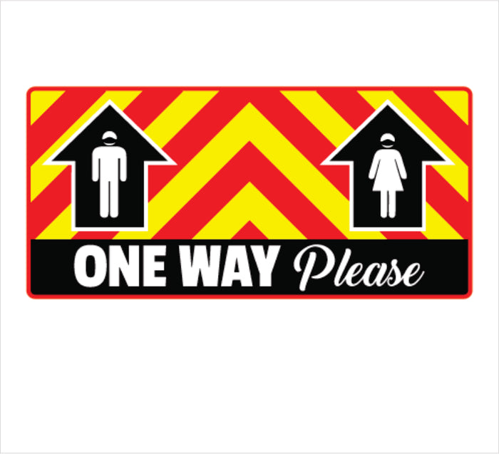 WIDE - Floor Graphic - Yellow | Red- "One Way Please" (25 ct)