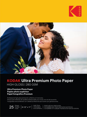 280g Ultra-Premium Kodak Photo Paper, Gloss Finish, 10 mil thickness, 25 sheets, 4" x 6" (9891-178)