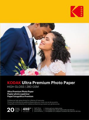280g Ultra-Premium Kodak Photo Paper, Gloss Finish, 10 mil thickness, 100 sheets, 4" x 6" (9891-178)