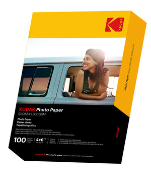 200g Kodak Photo Paper, Gloss Finish, 8 mil thickness, 100 sheets, 4" x 6" (9891-183)