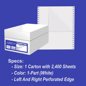 9-1/2" x 11" Blank Continuous Computer Paper - Letter-Perf Edge - 20 lb.