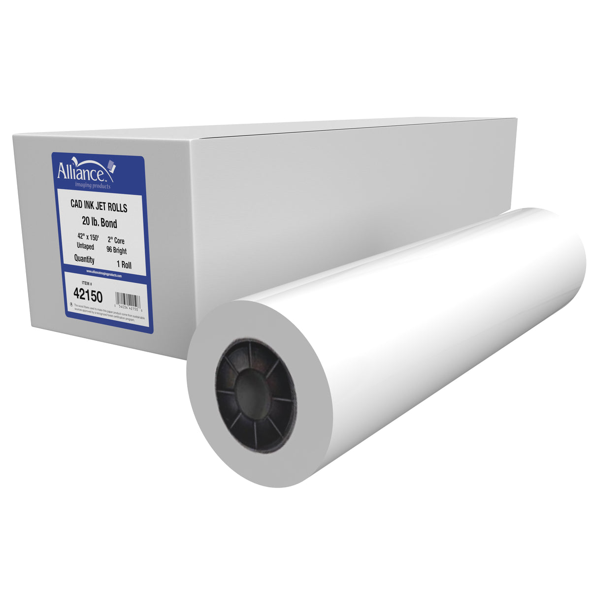 Alliance 42" x 150 FT 20lb. CAD Inkjet Bond Rolls (42150) Paper and