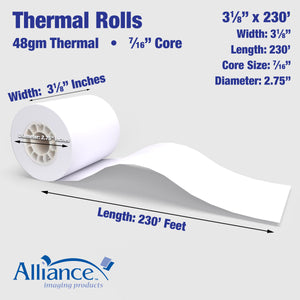 3-1/8" x 230 FT Thermal Roll - BPA Free (50 Rolls)