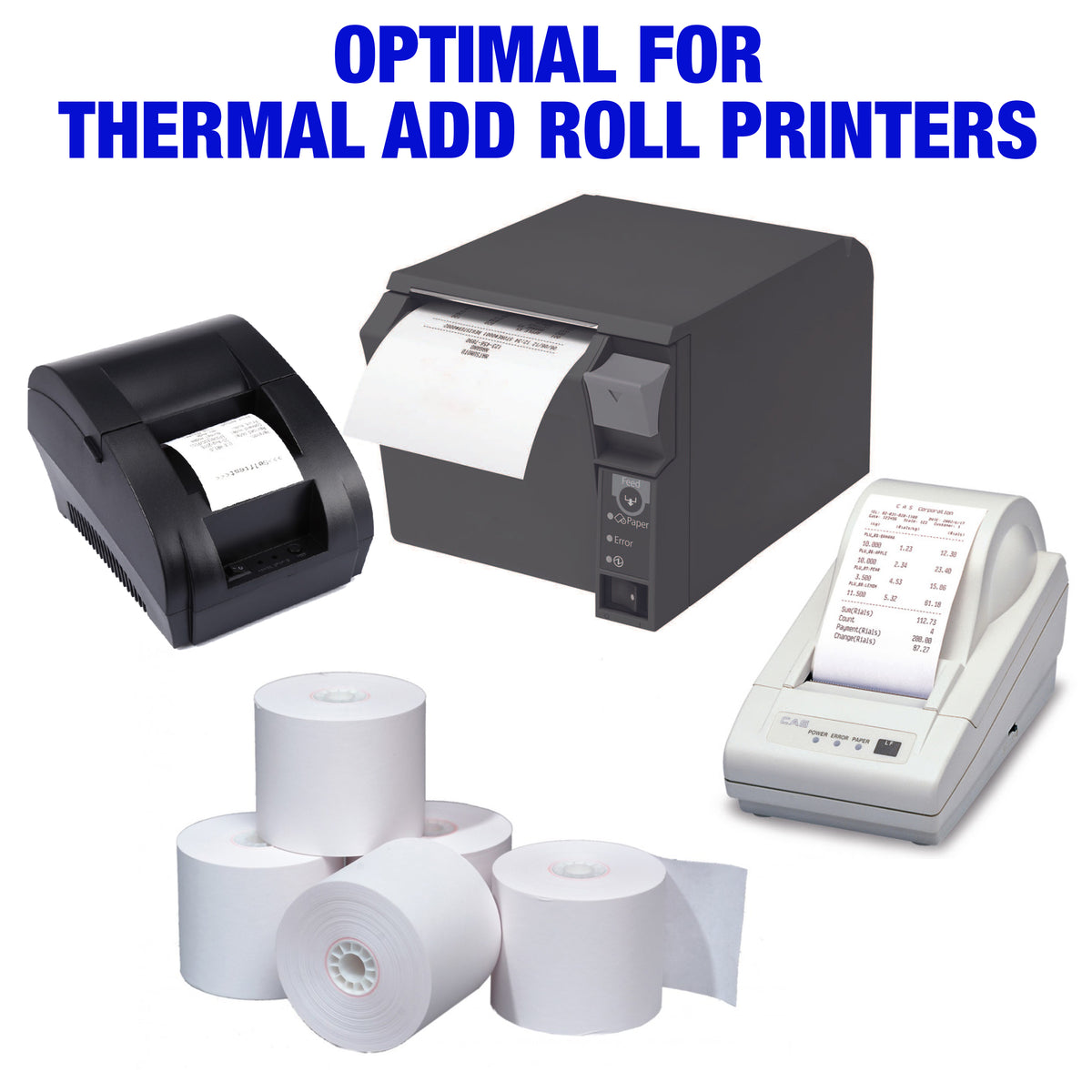 500 Rolls 2 1/4" X 230ft 1-Ply Thermal Paper - BPA Free Cash Register Tape, 48 GSM, Compatible With Many POS Printers