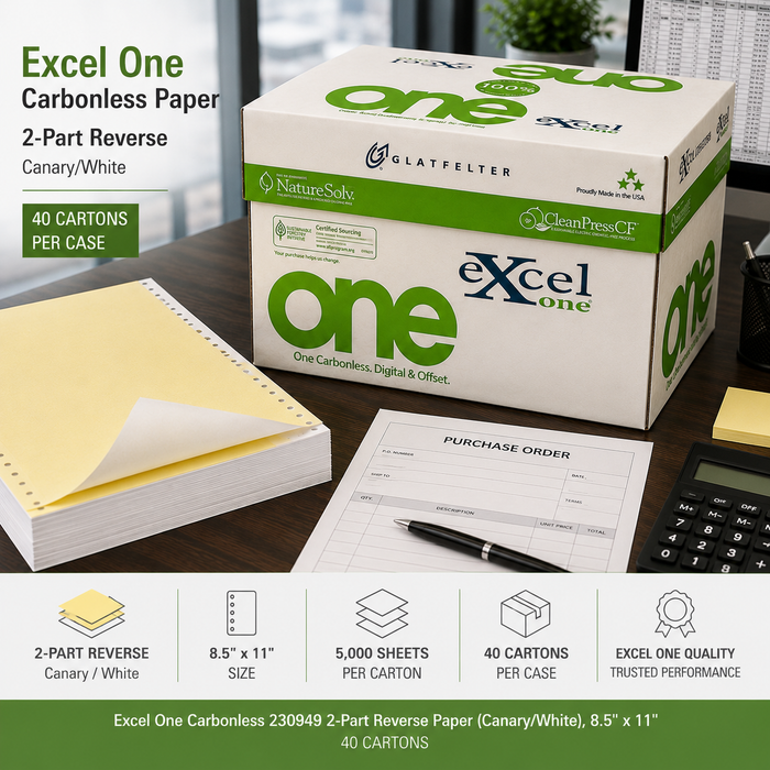 KERA 11冊 8.5 x 11 Excel One (230949) Carbonless Paper, 2 Part (Canary/White