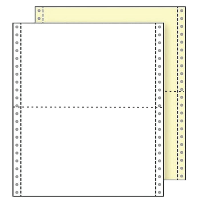 9-1/2" x 5-1/2" 2-Part Carbonless (Alliance 91195) Continuous Computer Paper - White/Canary