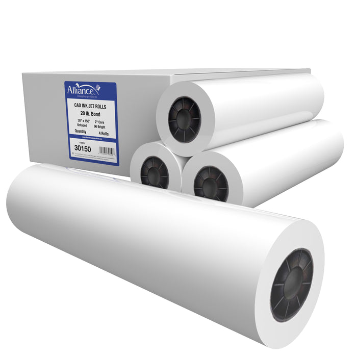 Alliance 30" x 150 FT 20lb. CAD Inkjet Bond Rolls