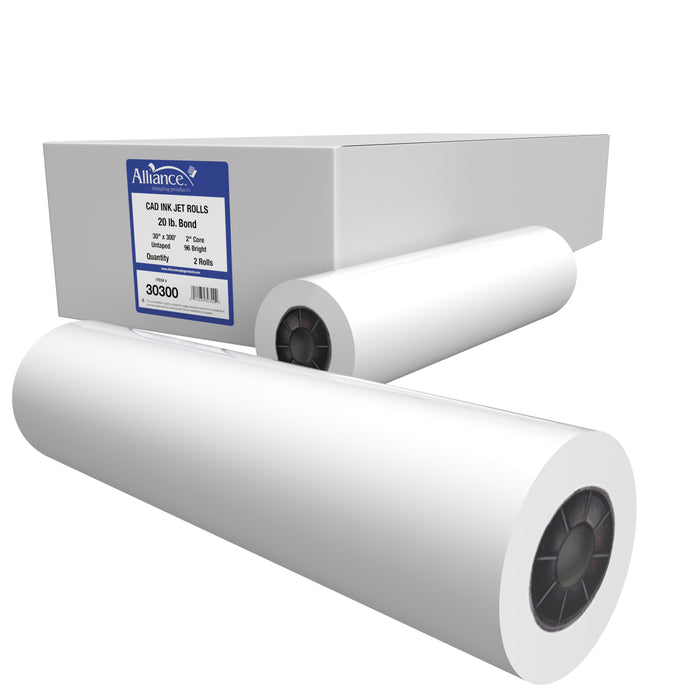 Alliance 30" x 300 FT 20lb. CAD Inkjet Bond Rolls  (30300)