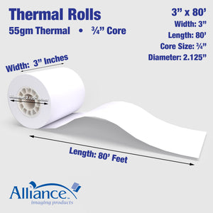 Handheld 55g Thermal Rolls - 3" x 80 FT