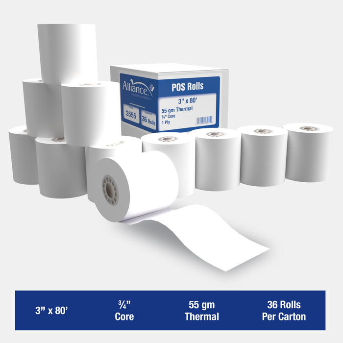 Handheld 55g Thermal Rolls - 3" x 80 FT